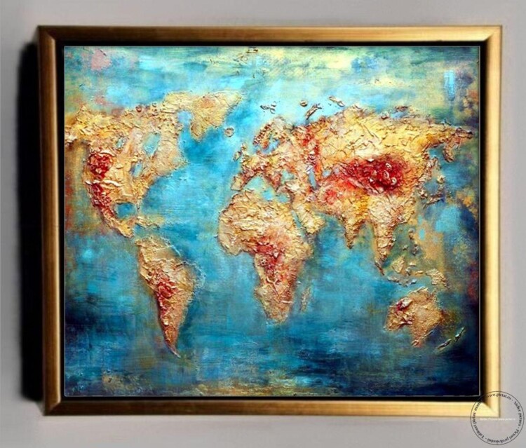 Harta lumii Pictura abstracta reliefata