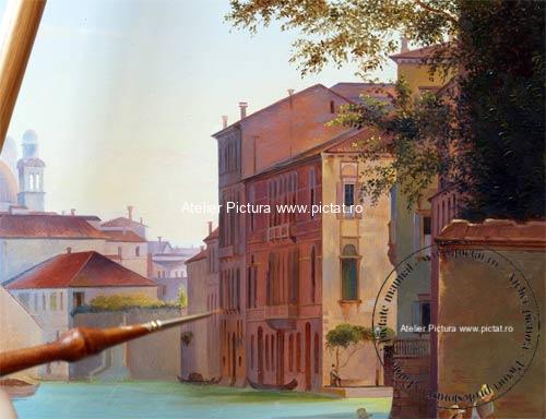 Peisaj venetian, peisaj de vara, Peisaj cu canal venetian, Tablouri la comanda, Picturi in ulei pe panza 16