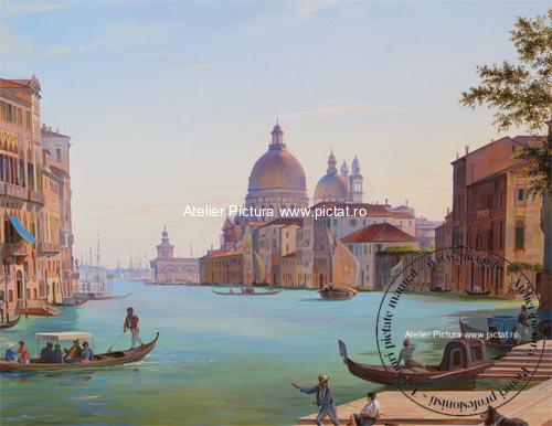 Peisaj venetian, peisaj de vara, Peisaj cu canal venetian, Tablouri la comanda, Picturi in ulei pe panza 29