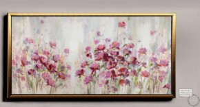Tablouri pictate manual, Tablou abstract in cutit peisaj cu flori rosii de camp