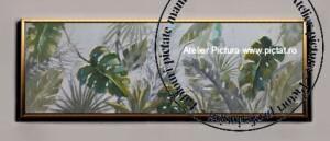 Tablouri pictate manual, Tablou abstract modern cu frunze tropicale