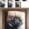 Tablouri pictate manual, Portret caine Bulldog Francez, tablouri animale, tablouri pictate cu Animale de companie.