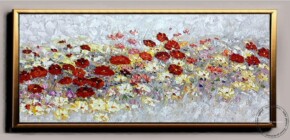 Tablouri pictate manual, Tablou abstract peisaj natura cu flori pictura in cutit