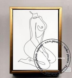 Tablouri pictate manual, Tablou nud minimalist abstract contemporan