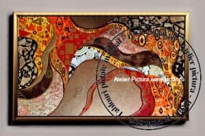 Tablouri pictate manual, Oriental Shin Gustav Klimt, Tablou Abstract modern