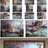 Bombardamentul Algerului anul 1816, pictor Sir George Hyde Chamber, Tablou asalt marin, Tablou flote anglo-olandeze, Picturi cu nave de razboi din lemn, tablou marin, tablou cu Bărci cu pânze, Tablou bătălii navale