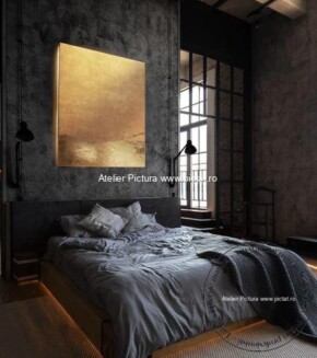 Tablou dormitor Tablou abstract auriu, Tablou epoxidica
