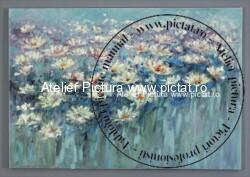 Tablou abstract pictat manual Pictura peisaj cu flori de camp