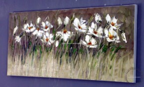Tablouri Peisaje cu flori, Tablou abstract flori de camp albe