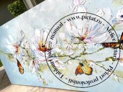 Tablou flori de magnolii si fluturi, Tablou cu flori de primavara, Tablou cu fluturi (1)