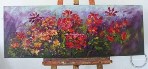Tablou flori rosii oranj, pictura flori, Tablouri flori, Picturi cu flori, Tablouri florale, Tablouri abstracte