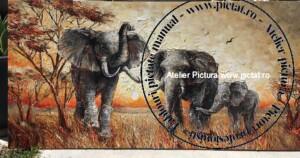 Tablou peisaj africa, Tablou cu elefanti, tablou Savana
