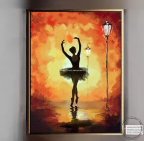 Tablou pictat manual, Tablou abstract cu balerina pe scena, Balerina dansand