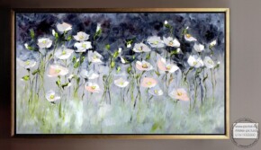 Tablou Peisaj cu flori albe pictura in ulei, Magazin tablouri abstracte