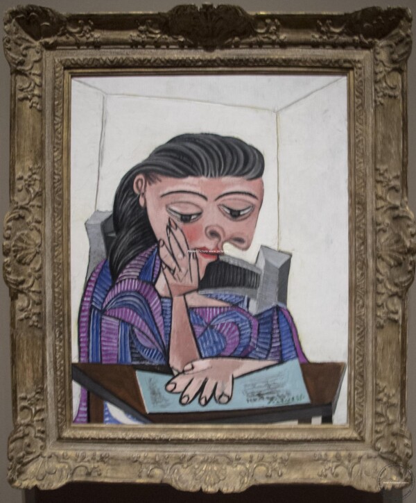 O fată care citește o carte, tablou abstract ulei pe panza, Pablo Picasso