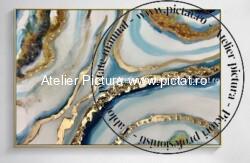 Tablou abstract modern decorativ, Marmura din filon de aur, ulei pe panza
