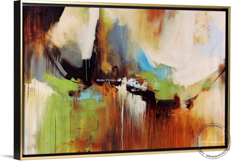 Tablou abstract modern ulei pe panza, tablou living, dimensiune mare, multicolor