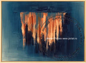 Foc in semineu Tablou abstract pictat manual ulei pe panza