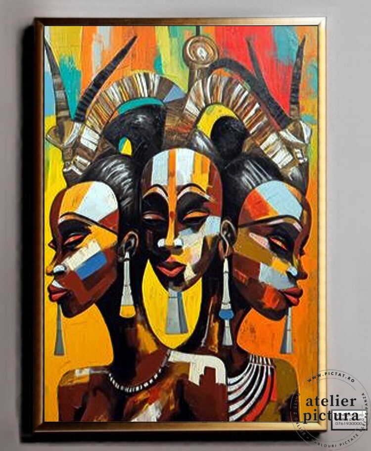 Portret Istoria femeilor în Africa, Tablou abstract pictat manual