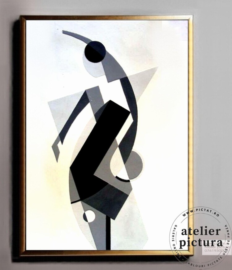 Tablou abstract silueta femeie, Tablou pictat manual in ulei pe panza, pictura living