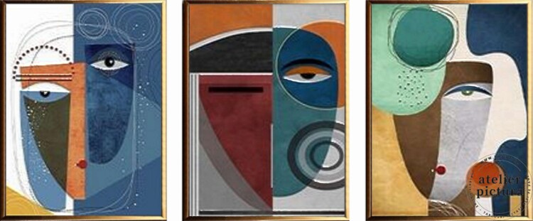 Balerine Tablouri set pictate manual in ulei pe panza, pictura in cutit, abstract, 150x70cm, multicolor, portrete abstracte