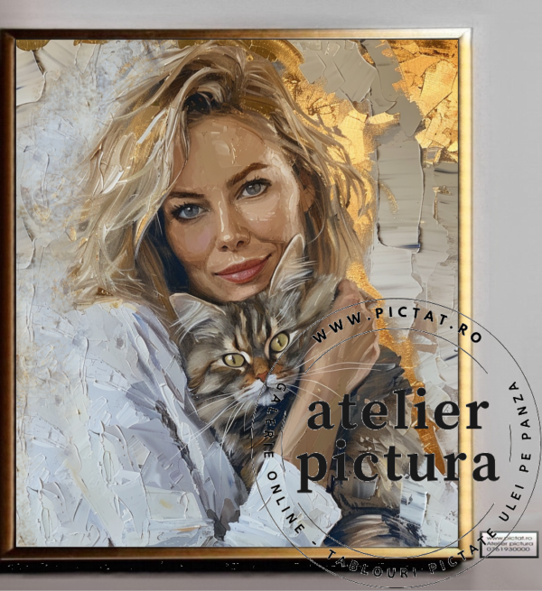 Pisici de rasa in portrete pictate manual ulei pe panza, portret personalizat, tablouri si portrete abstracte la comanda