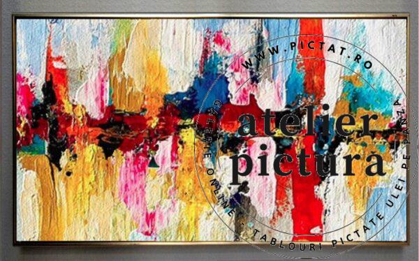 Radiant, tablouri abstracte living, Tablou pictat manual ulei pe panza